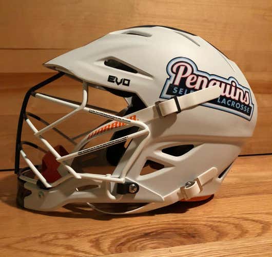 Brand New *Custom* Warrior Evo Helmet (Matte White + Navy Blue)