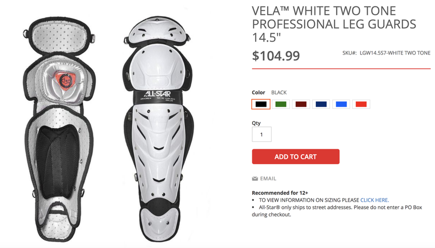 All Star VELA Catcher's Protective Gear - 14.5