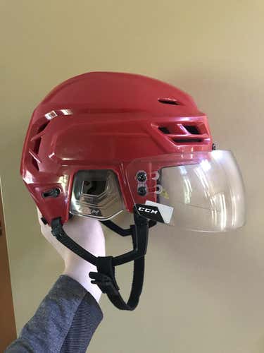 Ccm Resistance pro stock red hockey helmet with visor