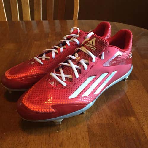 Brand New Adidas Adizero Red Low Metal Baseball Cleats Size 11.5