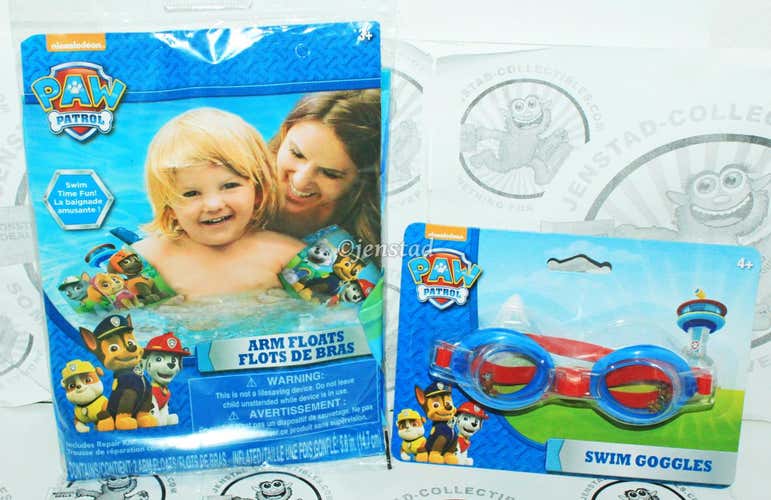 2 LOT - NICKELODEON PAW PATROL ARM FLOATS & SWIM GOGGLES FOR POOL NEW