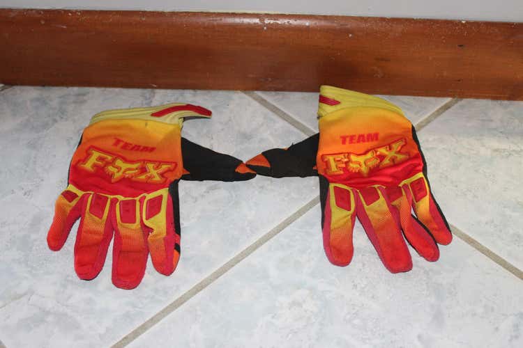 Fox Dirt Paw Gloves Red/Orange/Yellow  Lg