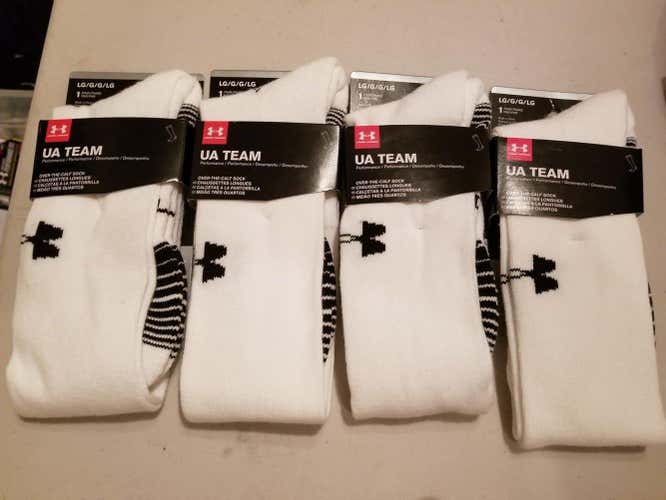 Brand New UA Team Over The Calf Sock LG Bundle 8 pairs (White) SOLD