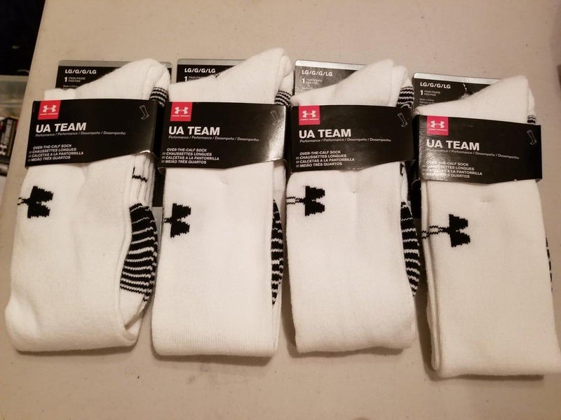 Brand New UA Team Over The Calf Sock LG Bundle 8 pairs (White) SOLD