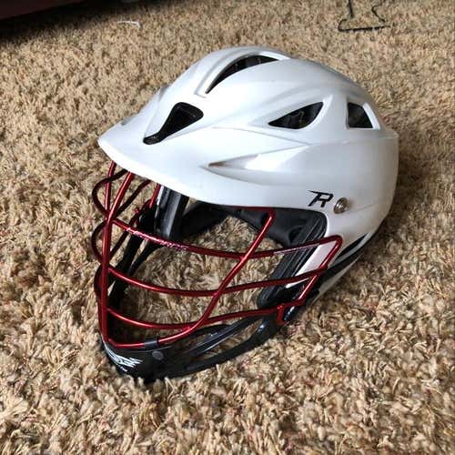 White Cascade R With Chrome Red FaceMask (Team Issued Lafayette Leopards Cascade R)