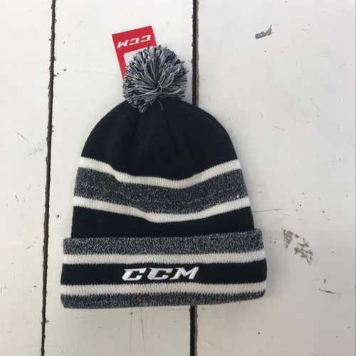 CCM Fleece Cuffed Knit Pom Hockey Hat New