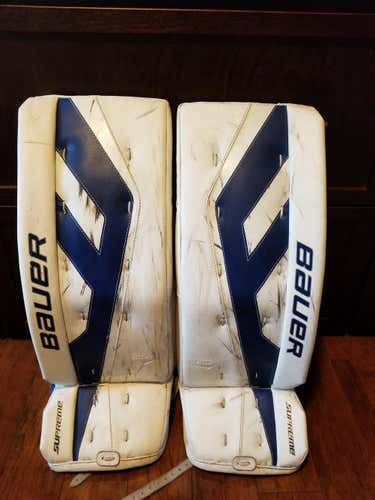 Bauer One.7 Junior 30 + 1 Goalie Leg Pads White & Royal Blue