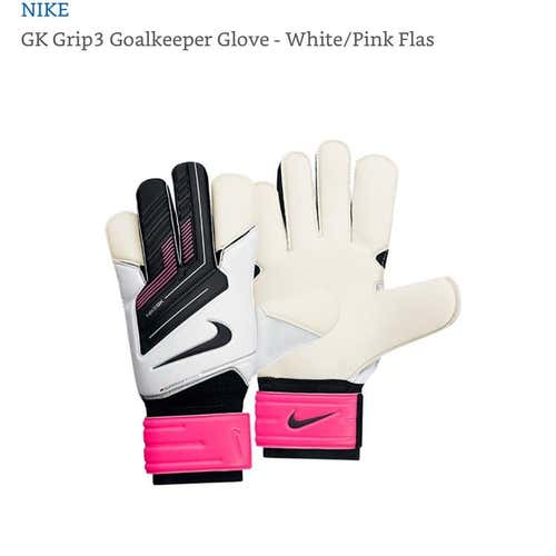 Nike GK Grip 3 Goalie Gloves, Size 9, NIP, White/Pink