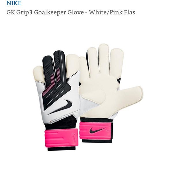 Nike GK Grip 3 Goalie Gloves, Size 9, NIP, White/Pink