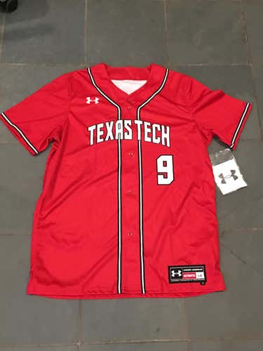 RARE NEW Under Armour TEXAS TECH RED RAIDERS #9 Baseball Jersey sz LG