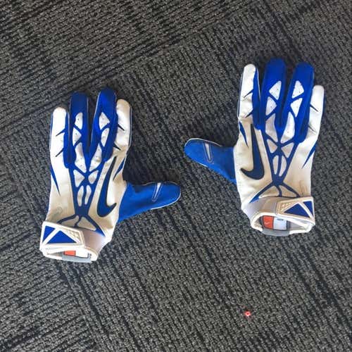 Nike White And Blue Football Gloves