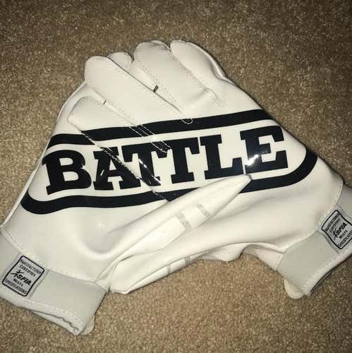 New Battle All White Football Gloves Size L