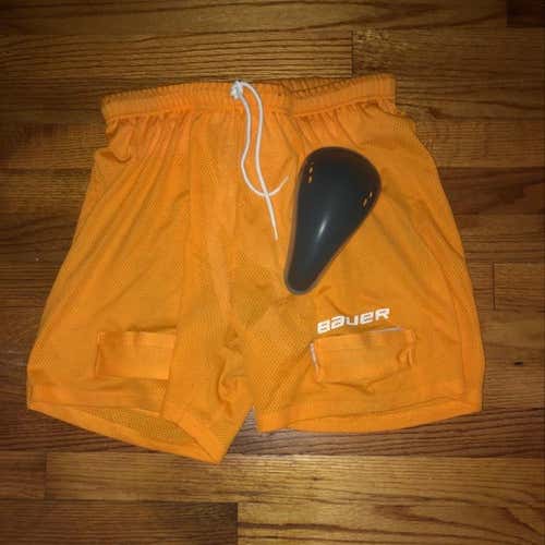 Bauer Hockey Jock Strap Senior Medium Yellow w/Cup
