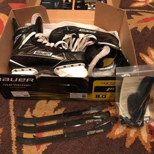 Bauer Supreme 1S Skates w/4 (yes 4!) sets of Black Stepsteel