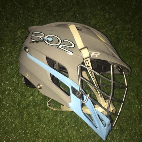 Matte Grey & Carolina Blue Cascade R w/ chrome facemask + custom chinstrap