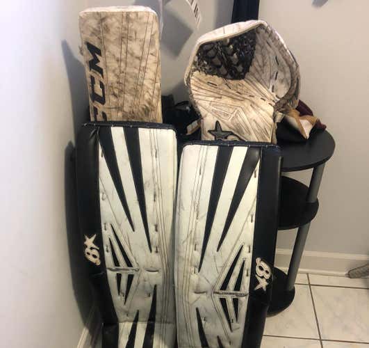 Brian’s Senior Leg Pads With Catching Glove, Ccm Eflex 860 Blocker And Reebok Pants