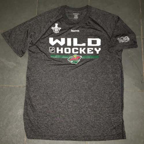 New Reebok MINNESOTA WILD PLAYDRY PERFORMANCE TRAINING SHIRT Large  2017 SCP + 100th