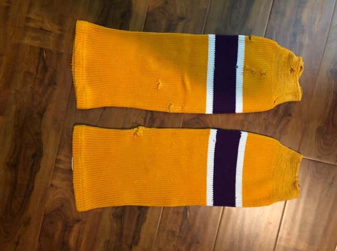 Gold/Purple Knit Socks