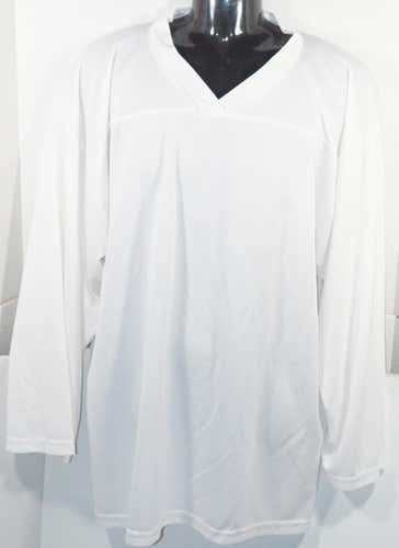 HOCKEY JERSEY - WHITE UNBRANDED ICE OR ROLLER ADULT SR MEN LARGE USED