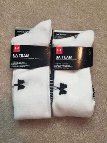 Brand New White UA Team OTC Sock Bundle LARGE 2 For $10