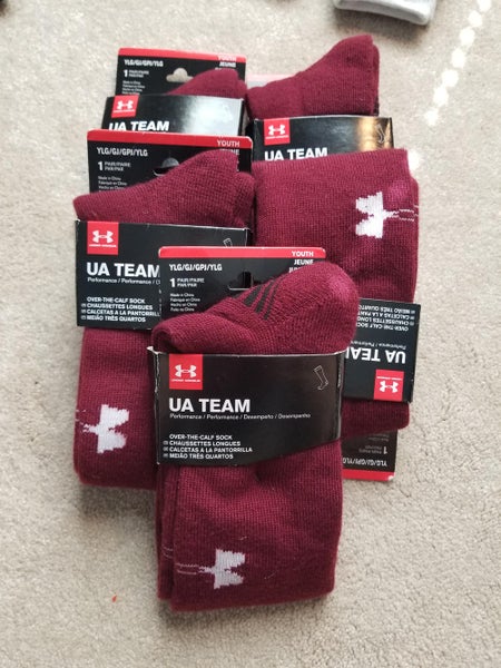 Brand New Maroon UA Team Sock Bundle YOUTH LARGE 5 For $16 SOLD