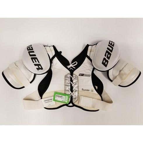 USED LA KINGS BAUER CLASSIC SHOULDER PADS SENIOR LG WHITE - ROB SCUDERI SKU S000312775