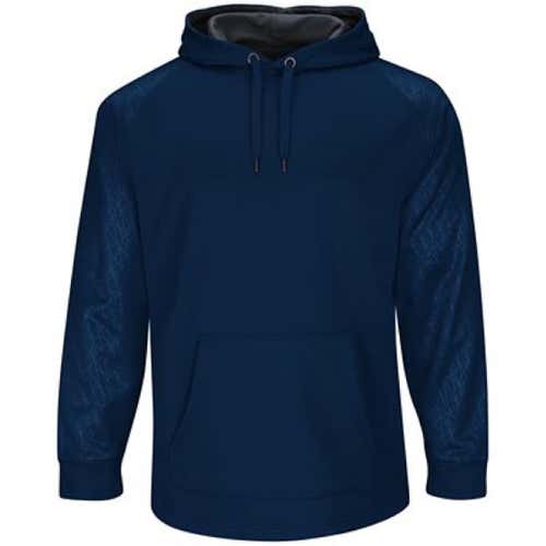 Majestic Mens Premier Home Plate Hooded Tech Fleece Navy Blue Size L