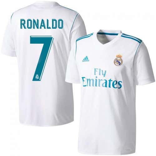 NWT RONALDO REAL MADRID HOME PLAYER SOCCER JERSEY SIZES AVAILABLE (S, M, L, X-L)