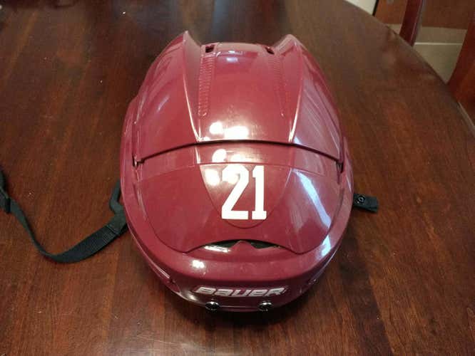Used Vancouver Millionaires Bauer 9900 Medium Helmet Pro Stock Burgundy