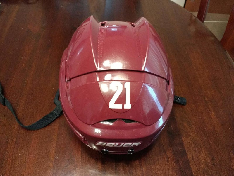 Used Vancouver Millionaires Bauer 9900 Medium Helmet Pro Stock Burgundy