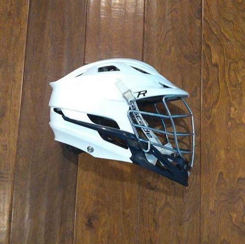 White Cascade R Helmet Adult w/ Dark Navy Blue Chin