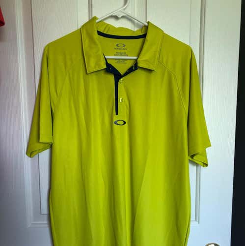 Men’s Golf Shirt Large Oakley Neon Yellow