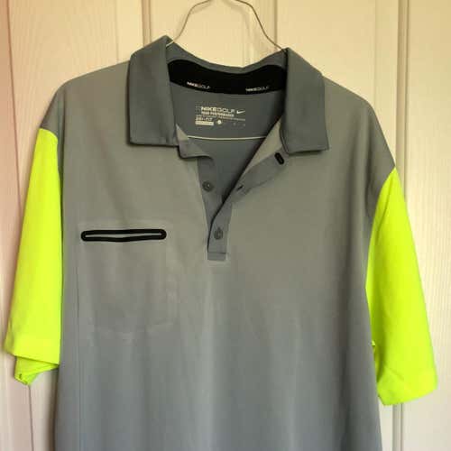 Men’s Gray And Neon Golf Shirt Large NikeGolf Tour Performance