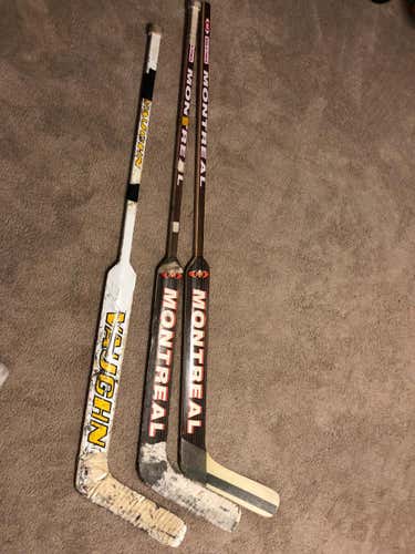 New Montreal Goalie Stick (REG) Lefty Senior plus 2 used.