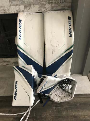 Pro Stock Bauer 2s goalie pads glove blocker set Vancouver canucks