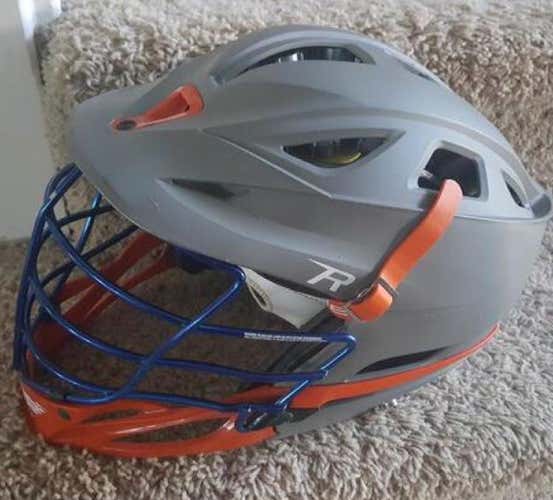 Matte Gray and Orange Cascade R w/ Chrome Blue Facemark (Decals Removable)