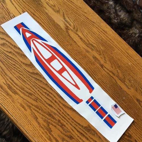 Center Stripe Decal Set In Gloss White Blue And Red For Cascade R Helmets