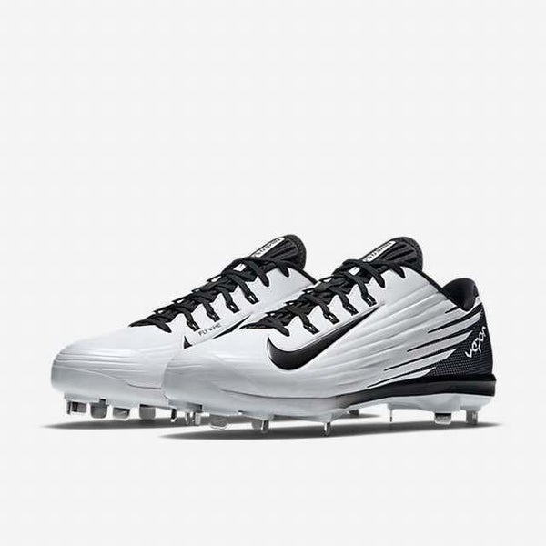 Nike Lunar Vapor Pro Low sz 12.5 Metal Baseball Cleats 683895 101 White Black