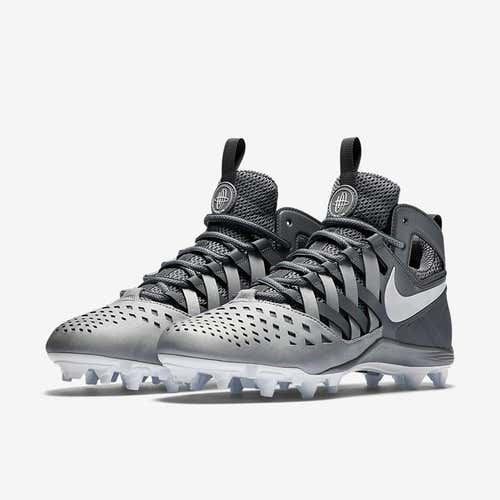 Nike Huarache V 5 LAX 11.5 Silver Grey White 807142 010 Lacrosse Cleat Thompson