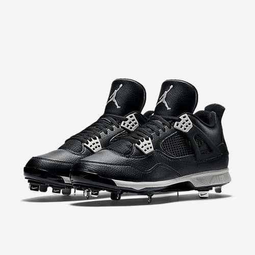 Nike Air Jordan IV 4 Retro sz 14 Oreo Metal Baseball Cleat Black 807710 010