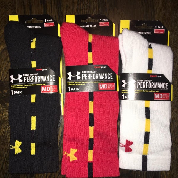 (3) pairs MARYLAND TERPS under armour performance socks MEDIUM 4-8.5
