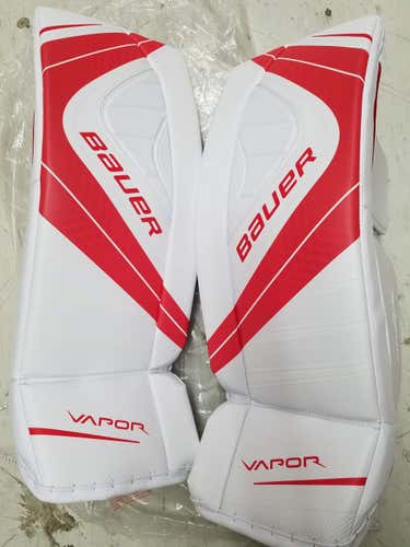 New Bauer Vapor X900 Goalie Leg Pads Senior Medium White/Red