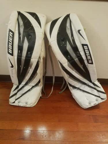 Bauer Supreme ONE55 Ice Hockey Goalie Leg Pads 37" (White/Silver/Black)