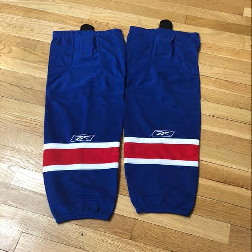 Used Adult Large Reebok Edge New York Rangers Socks SA46
