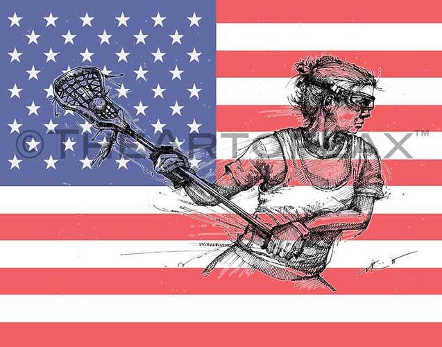 Women's Lax Crank USA Flag  (unframed )