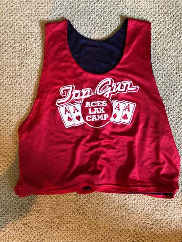 Top Gun Fighting Clams Aces Lacrosse Camp Blue and Red Reversible Pinnie