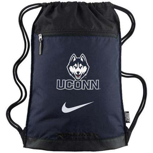 Nike UCONN Connecticut Huskies BZ9677 401 Gym Sack Drawstring Bag Navy
