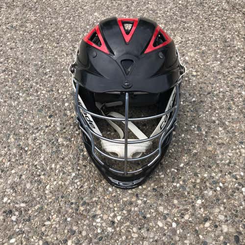 Cpxr Lacrosse Helmet - Black/Chrome Cage/ Red Decals