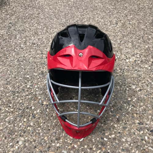 BRINE Triumph Youth Lacrosse Helmet - Black/Red/Silver Cage