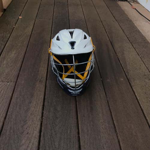 Cascade R Lacrosse Helmet - White/ Navy Blue Chin/ Chrome Cage